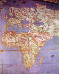 「サラデルマッパモンド」（世界地図のホール）からのヨーロッパとアフリカの地図